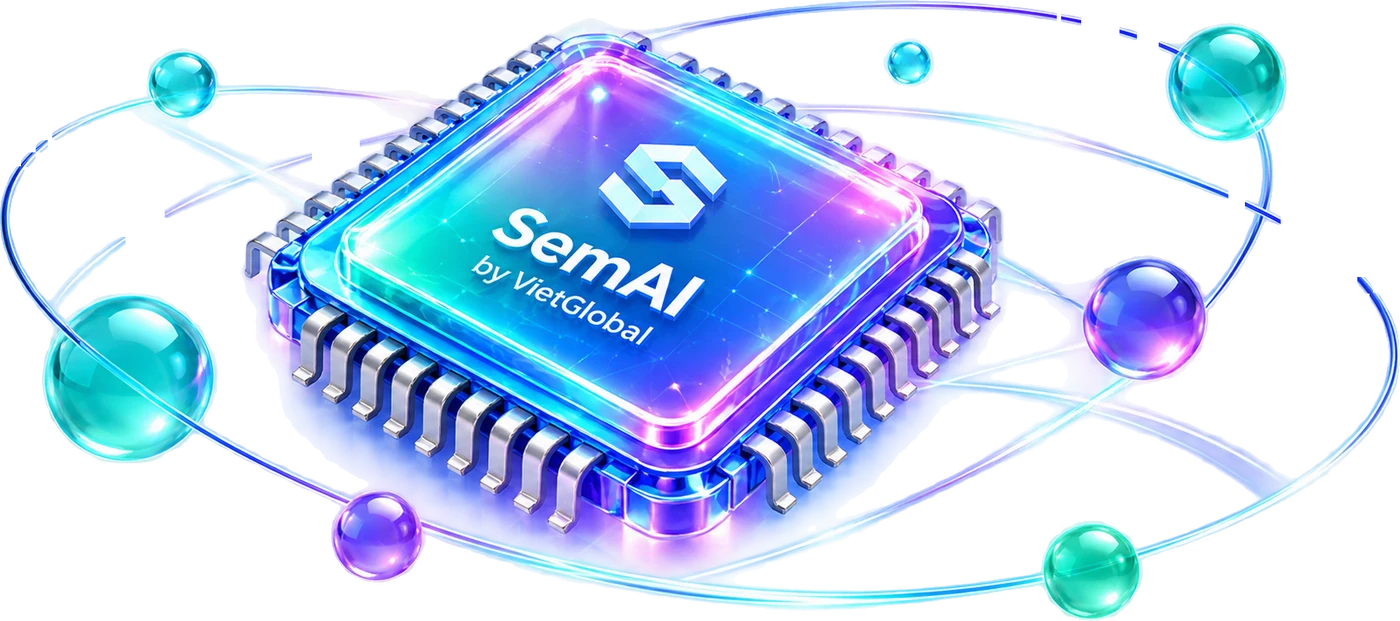 Chip SemAI by VietGlobal với các quả cầu quỹ đạo